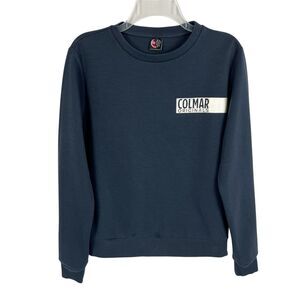 COLMAR Women's Navy Blue Crew Neck Iridescent Logo Pullover Sweatshirt Large